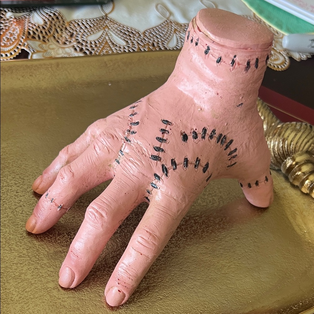 #1377= Netflix Wednesday TV series:Unique Beige-Pink Hand-Shaped Decor - Picture 3 of 5